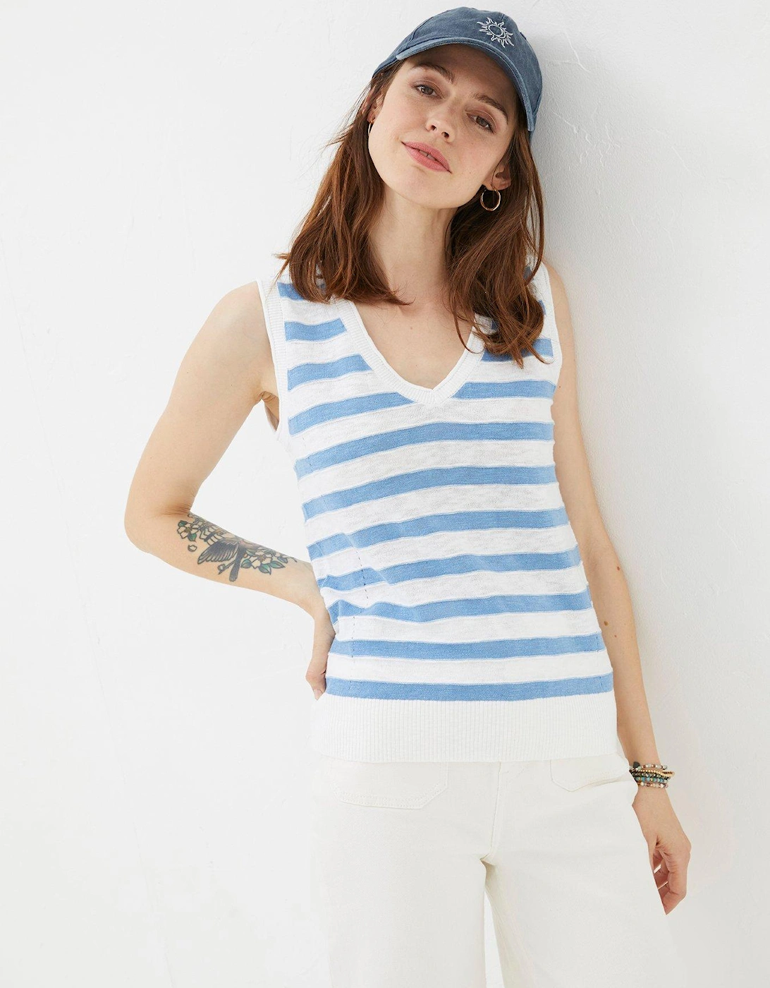 Breton Stripe Linen Tank - Blue, 5 of 4