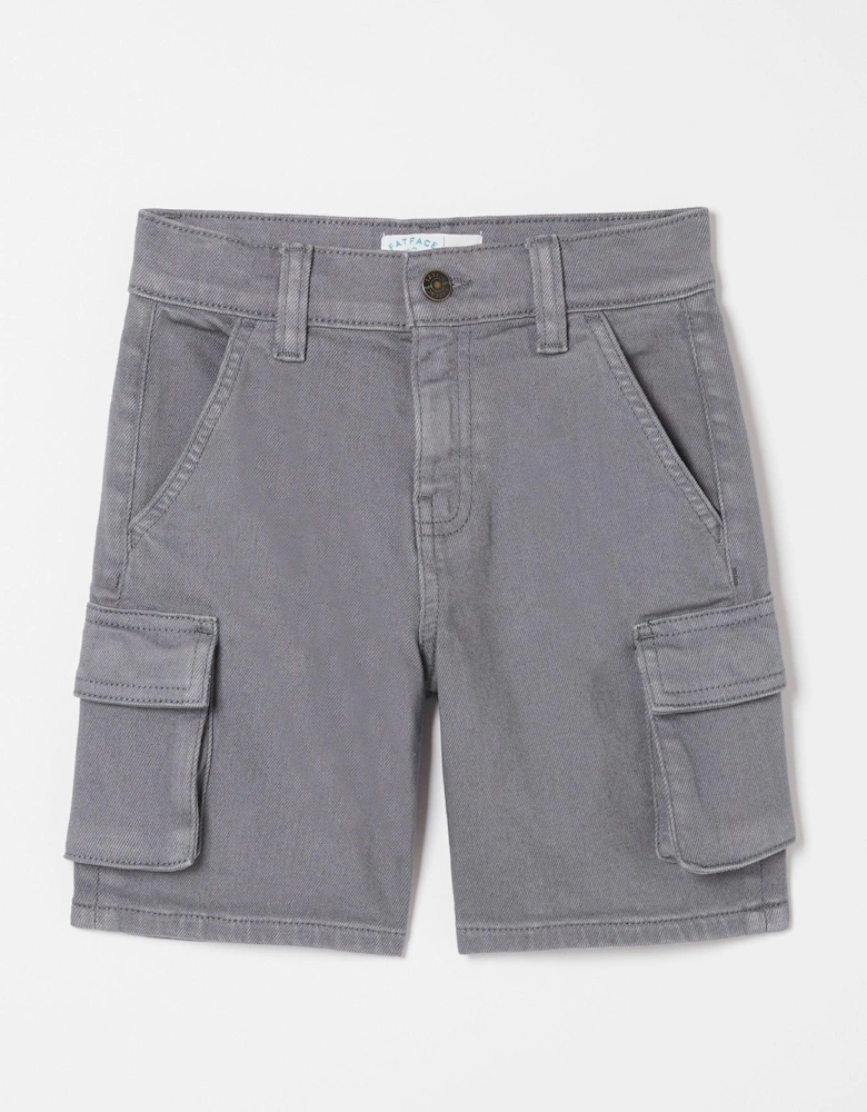 Boys Twill Cargo Shorts - Grey