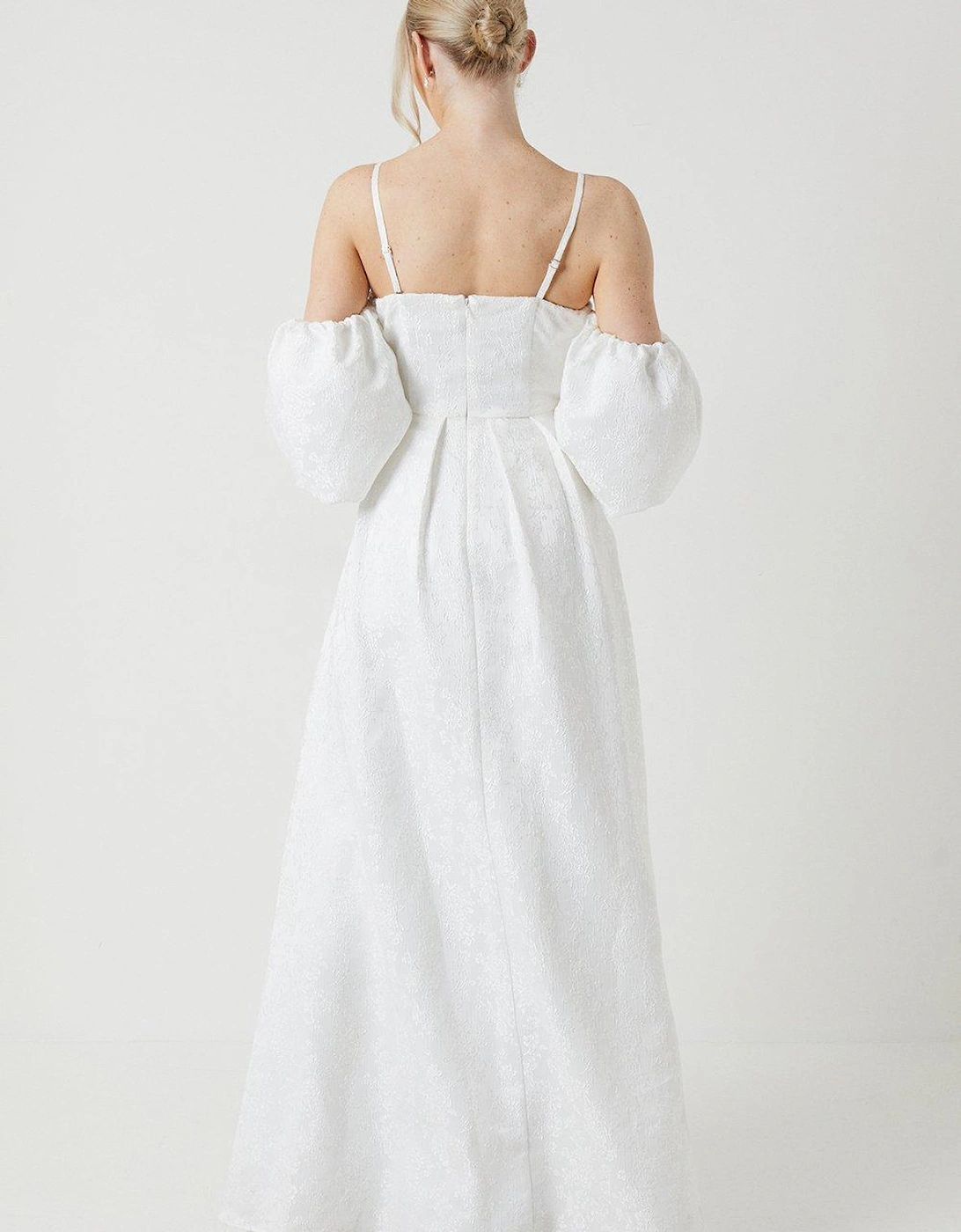 Detachable Puff Sleeves Bandeau Wedding Dress