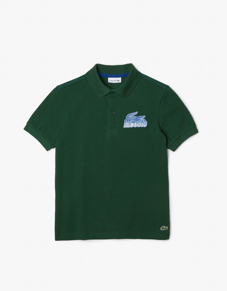 Juniors Organic Cottton Contrast Print Polo Shirt