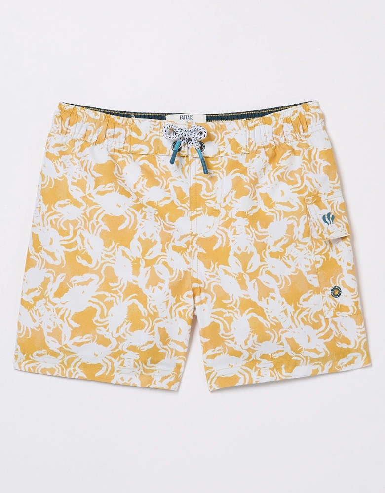Boys Crab Print Swim Shorts - Yellow