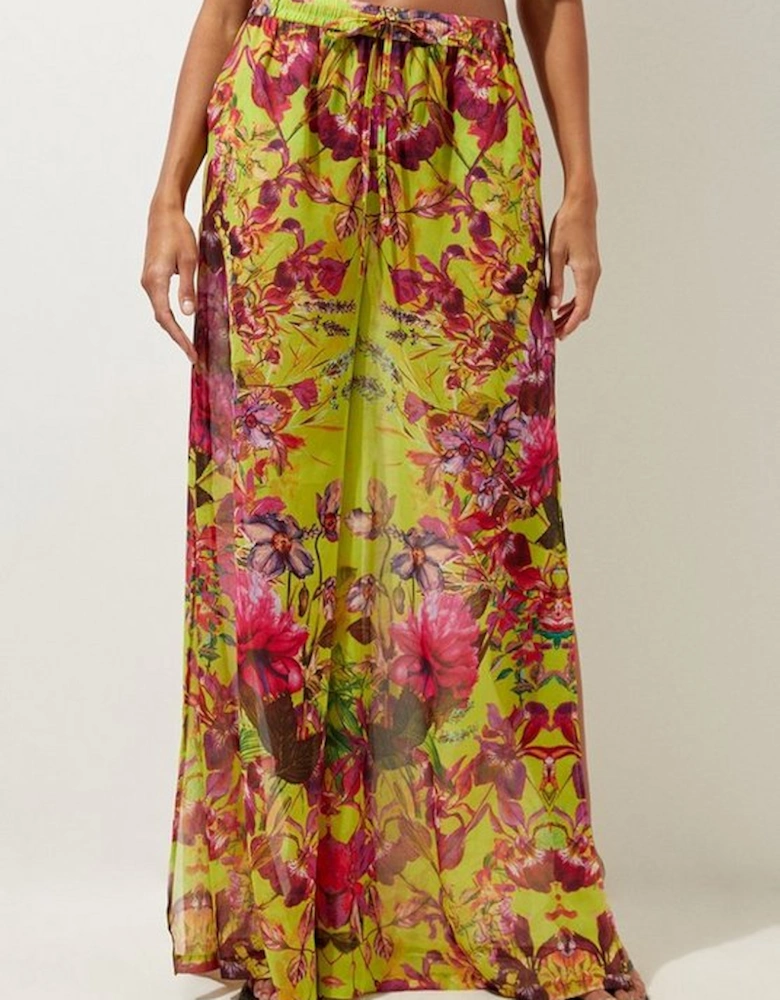 Mirrored Floral Georgette Beach Trousers