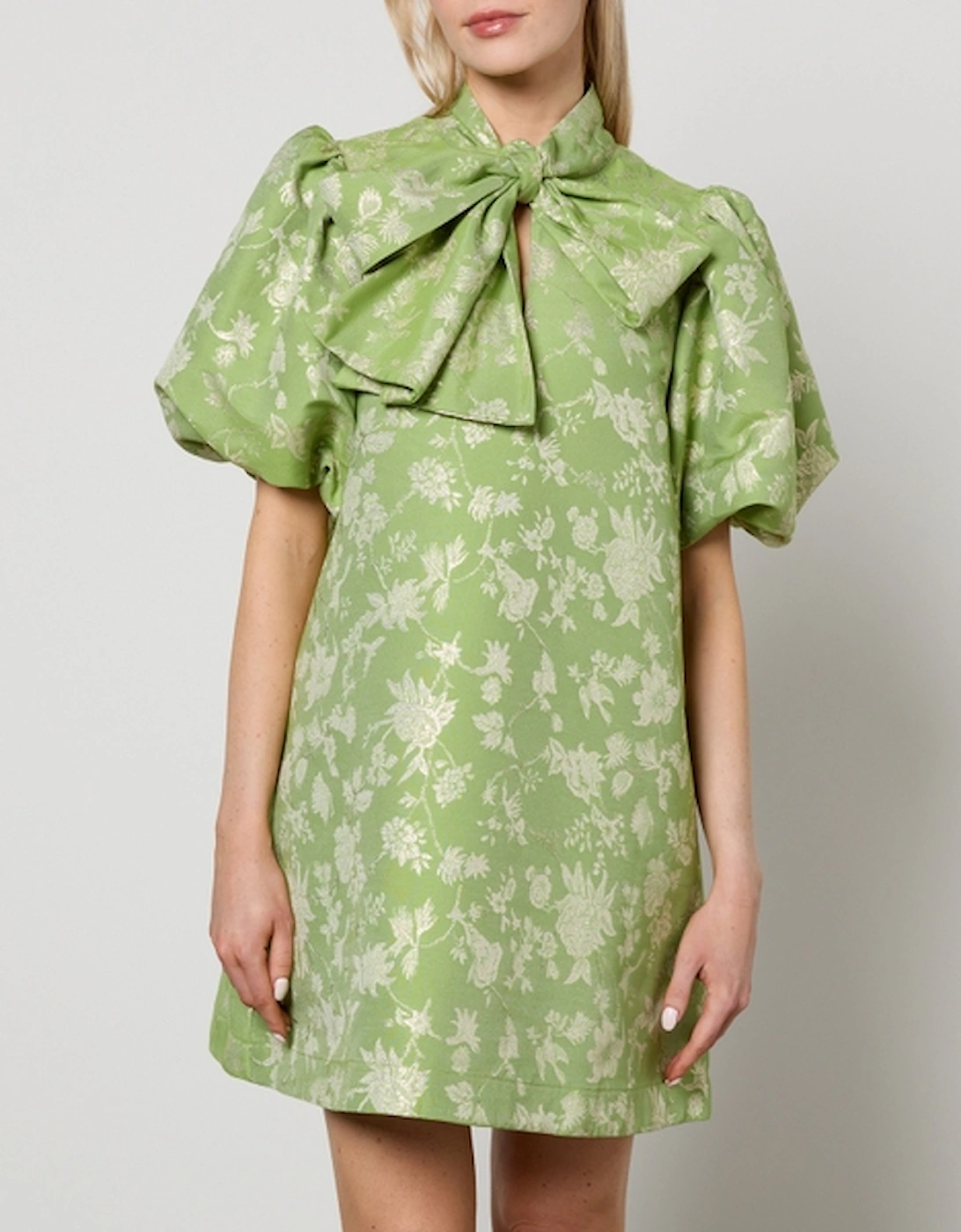 Laurel Floral-Jacquard Bow Dress, 2 of 1