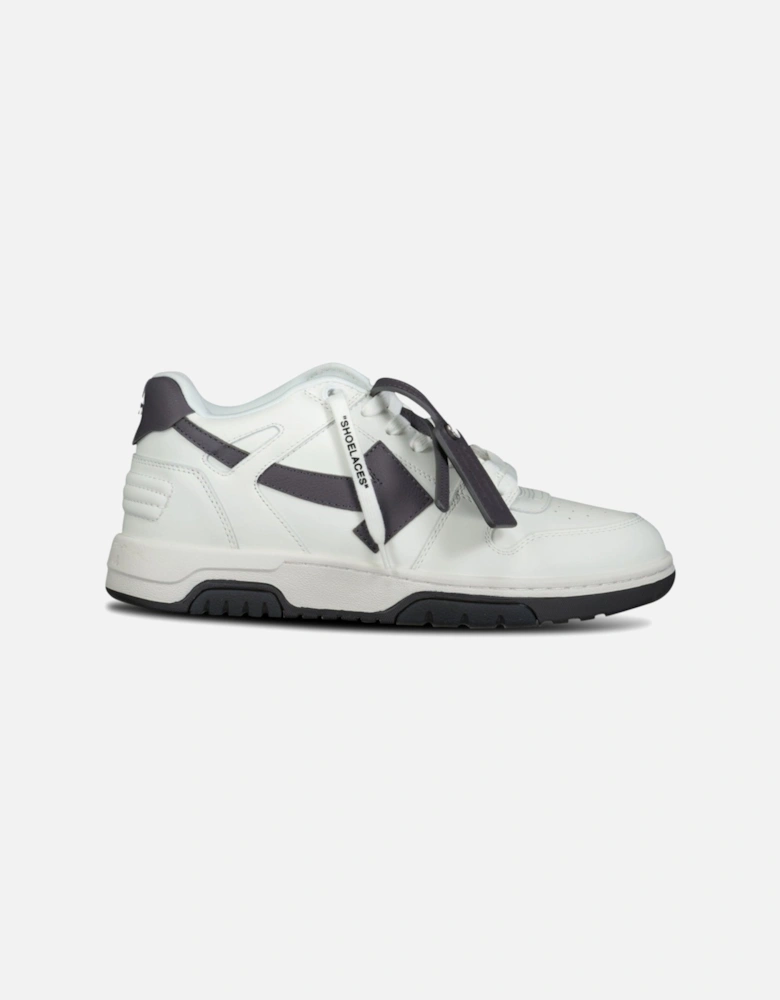'Out Of Office' Calf Leather Trainer White & Dark Grey