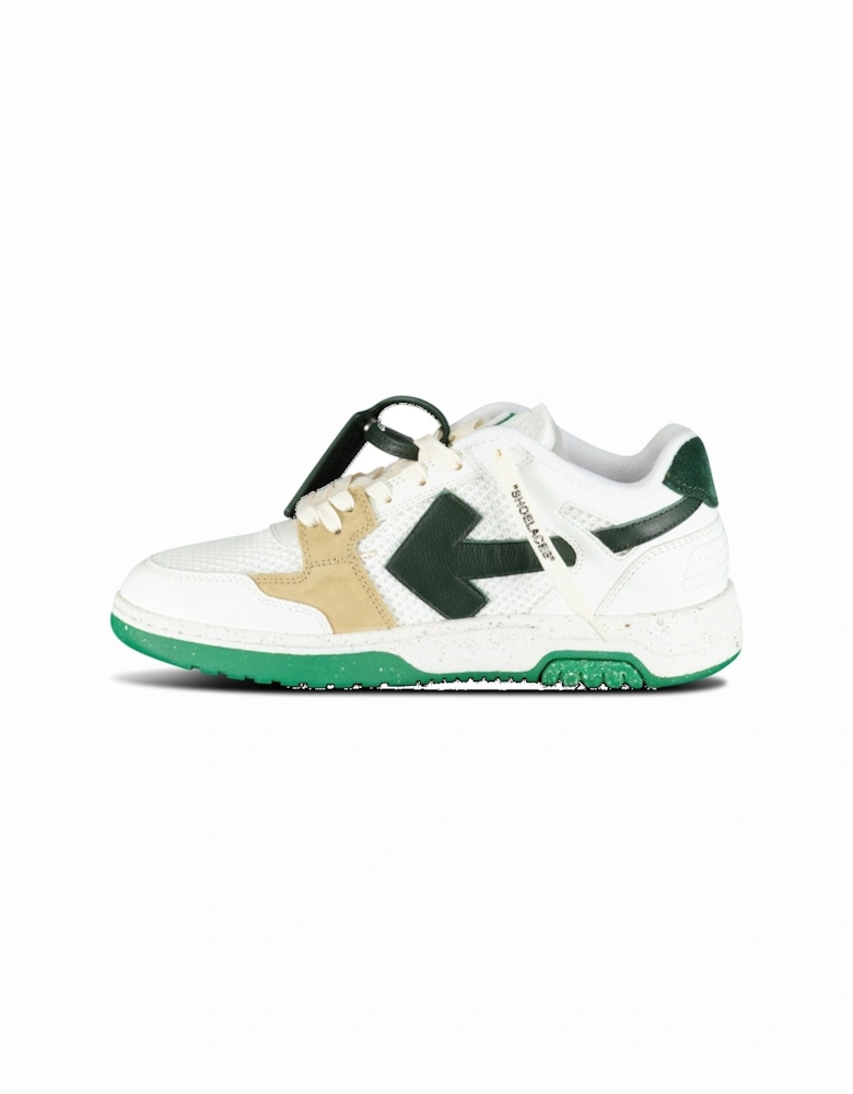 Out Of Office Calf Leather & Mesh Trainer White & Green