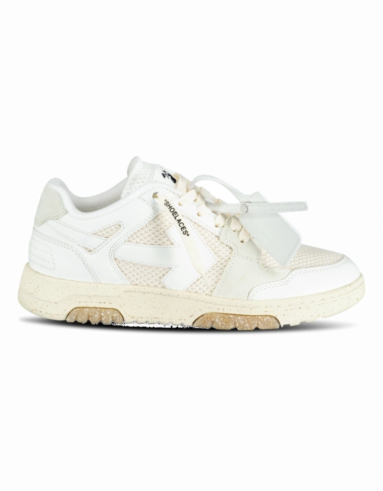 Out Of Office Calf Leather & Mesh Trainer White & Cream
