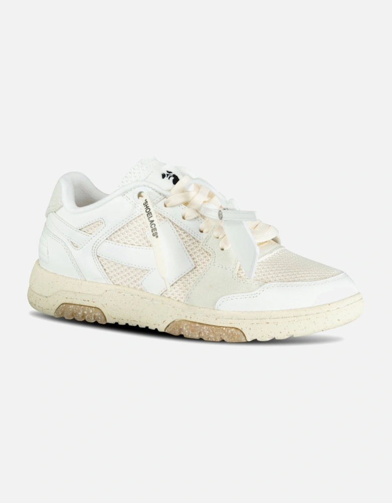 Out Of Office Calf Leather & Mesh Trainer White & Cream