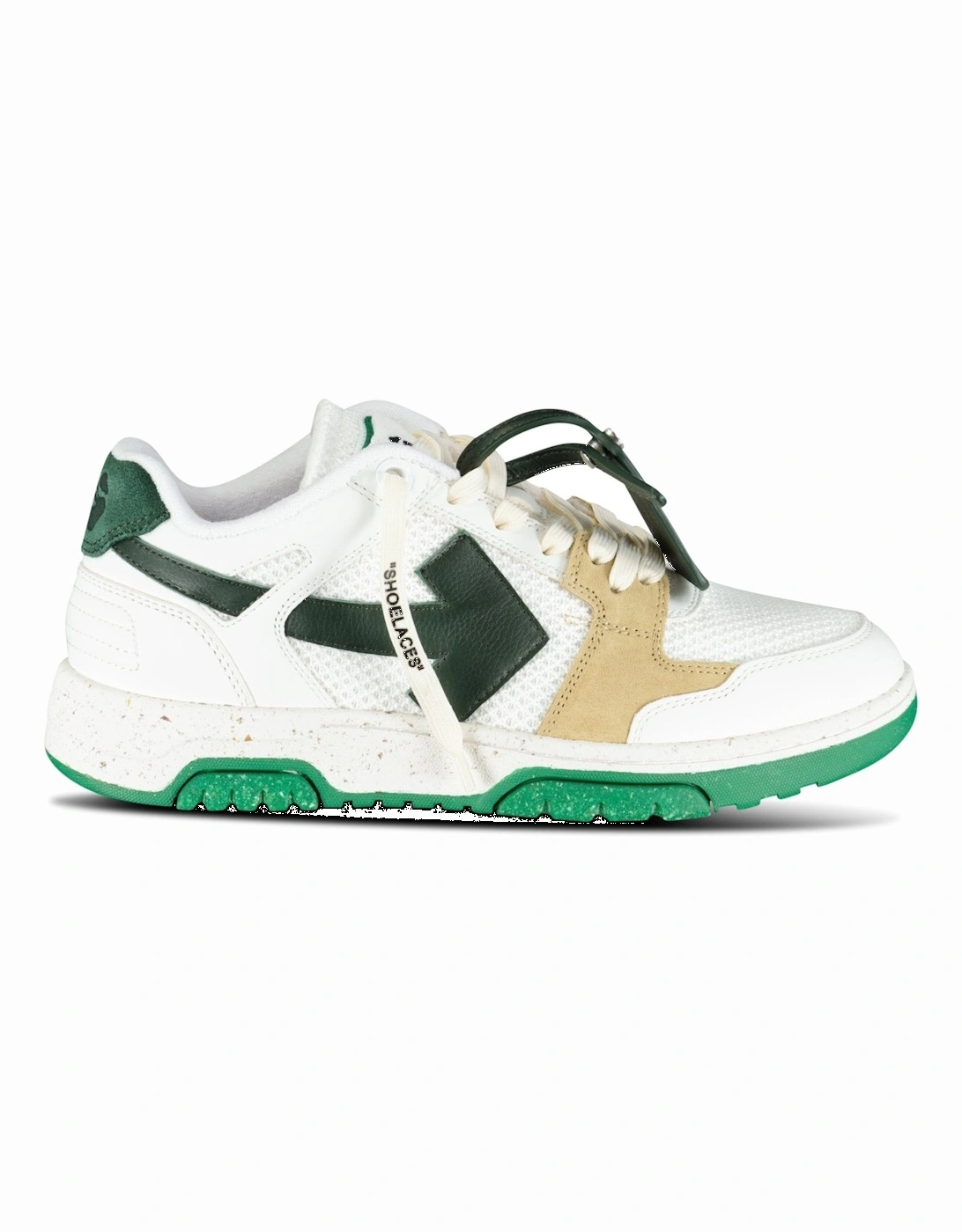 Out Of Office Calf Leather & Mesh Trainer White & Green, 5 of 4