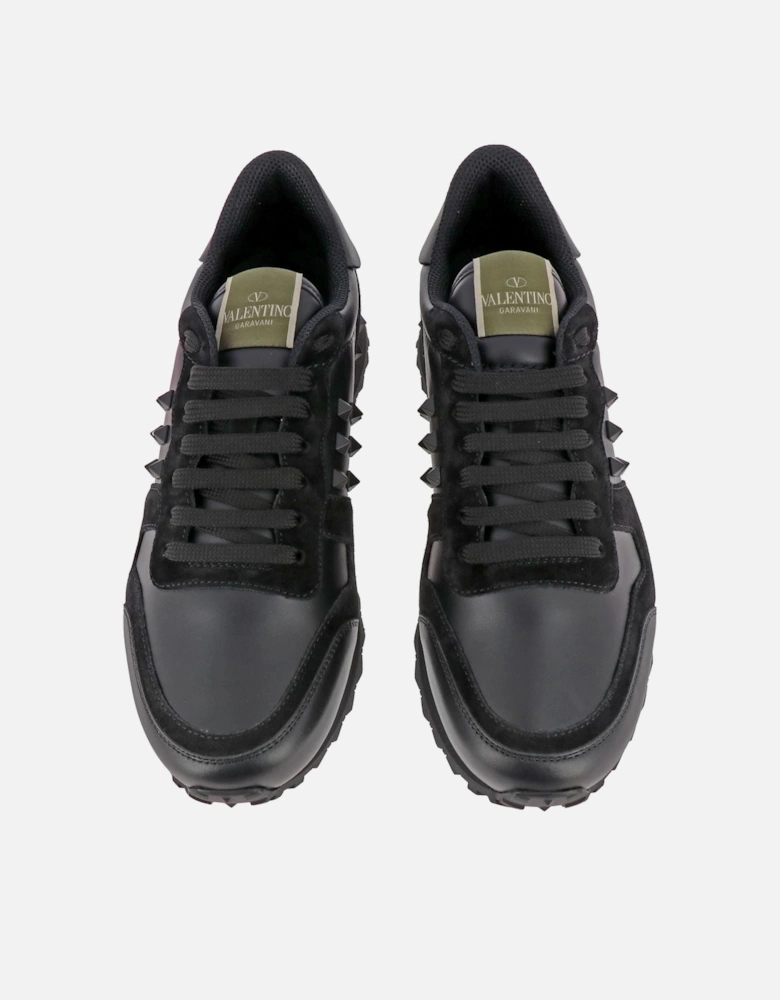 Camo Leather Rockstud Rockrunner Trainers Black