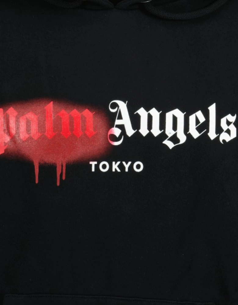 Tokyo Sprayed Logo Hooded Sweatshirt Black