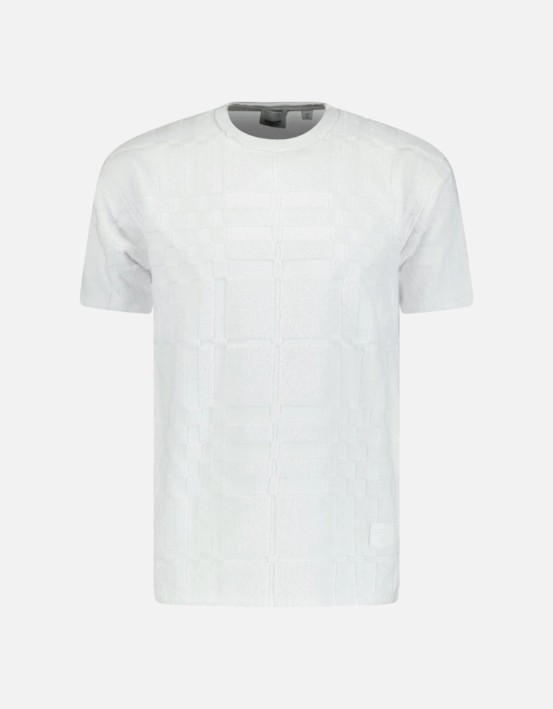 'Willesden' Check Knit Cotton Terry T-Shirt White