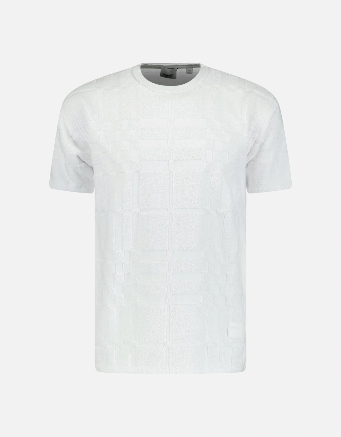 'Willesden' Check Knit Cotton Terry T-Shirt White, 4 of 3