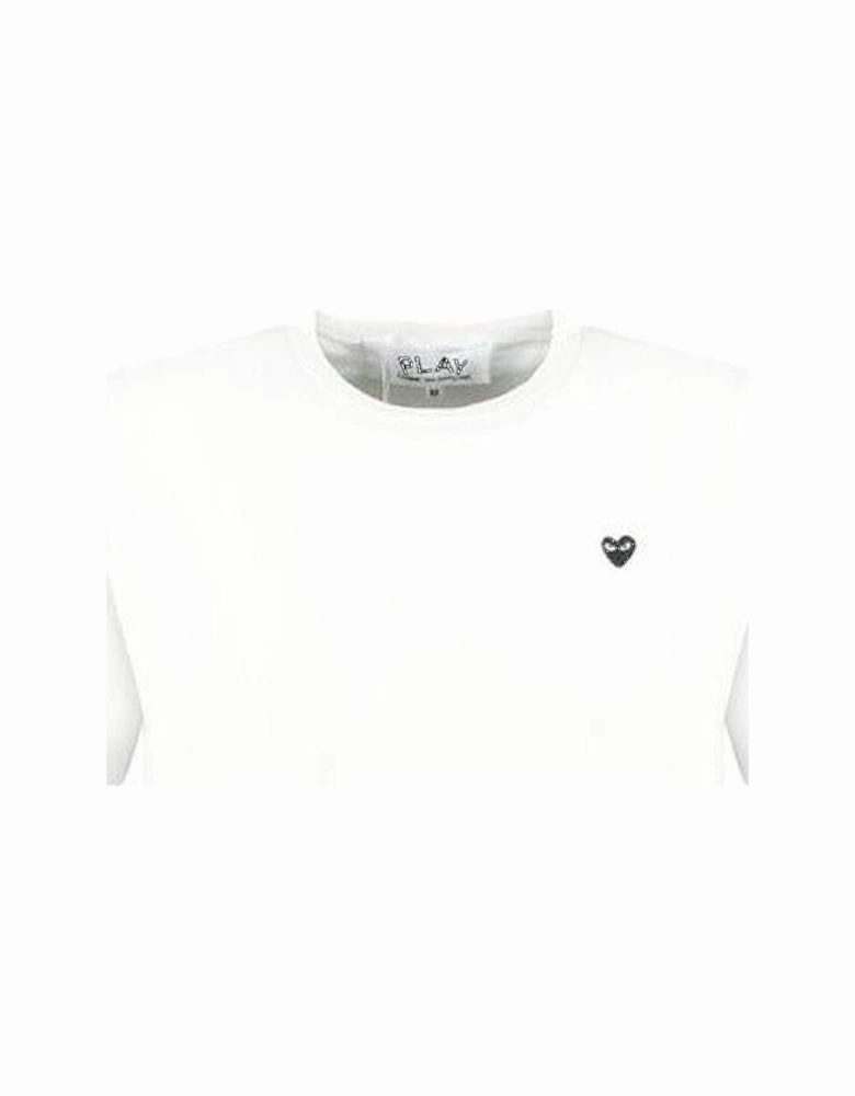 Small Black Stitch Heart T-Shirt White