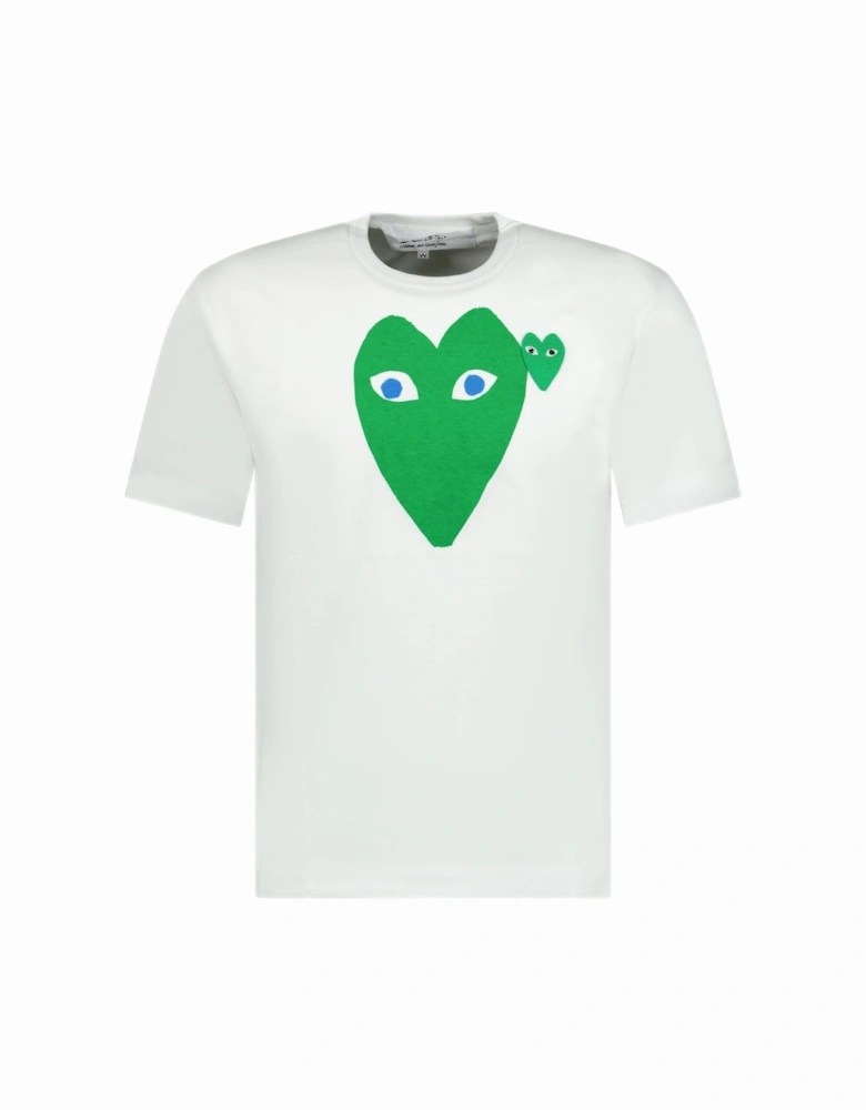 Big Print Green Heart T-Shirt White