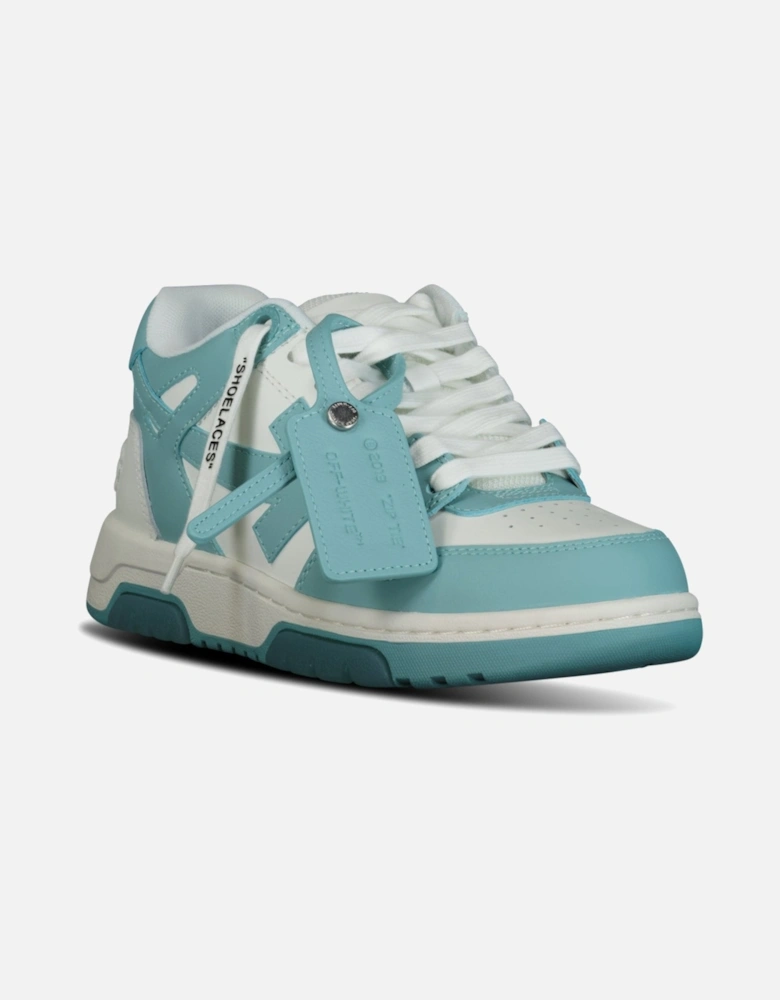 Out Of Office Calf Leather Trainer White & Celadon Blue