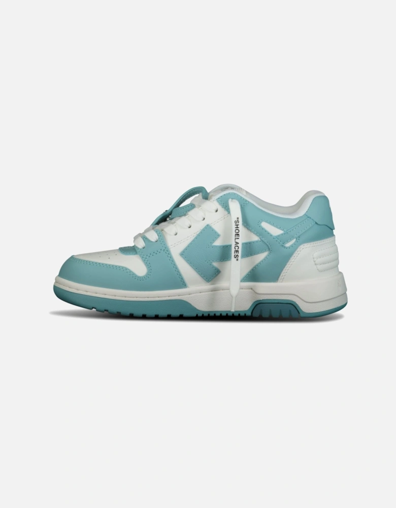 Out Of Office Calf Leather Trainer White & Celadon Blue