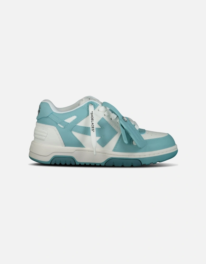 Out Of Office Calf Leather Trainer White & Celadon Blue