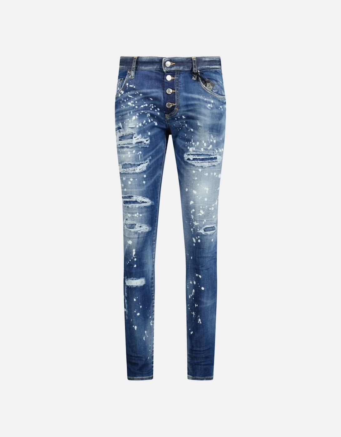 'Super Twinky Jean' Brown Patch Paint Splatter Jeans Blue, 5 of 4