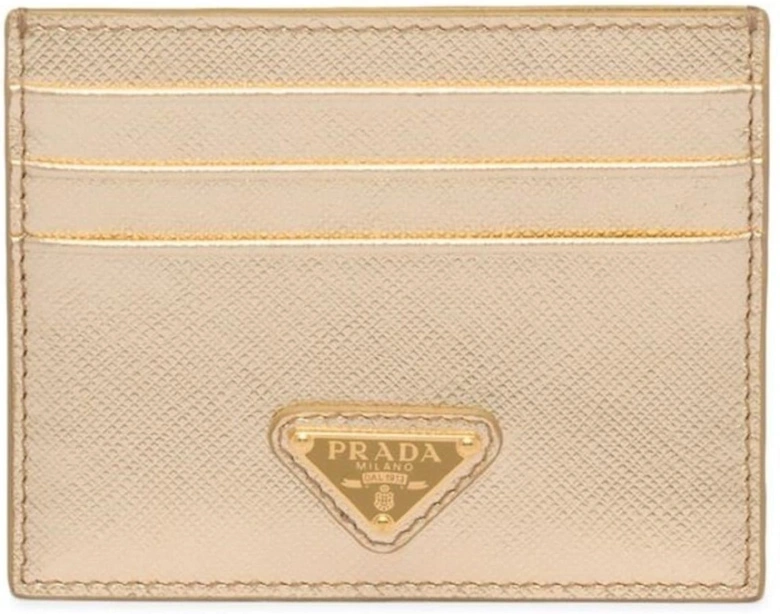 Saffiano Leather Card Holder Gold