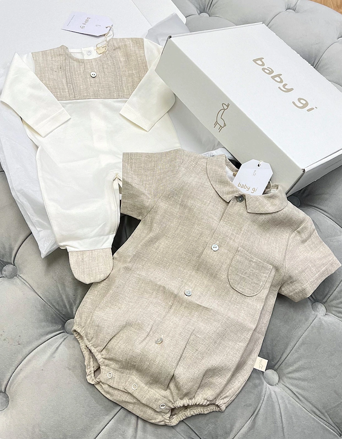 Cotton Linen Babygrow