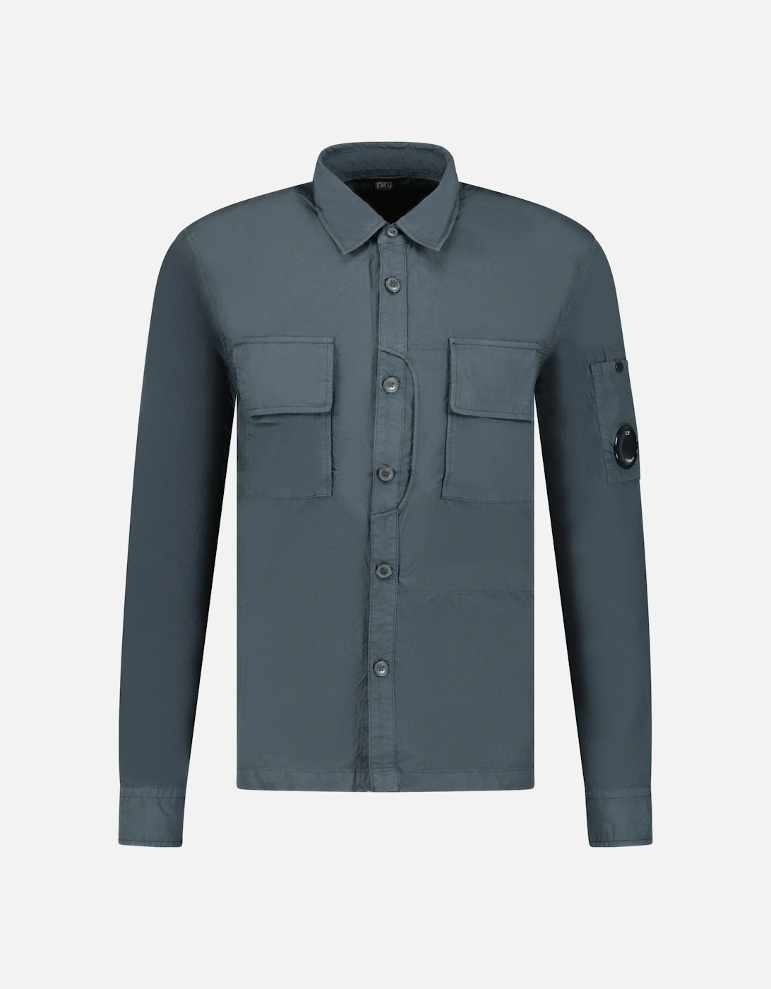 'Popeline' Cotton Overshirt Dark Grey, 4 of 3