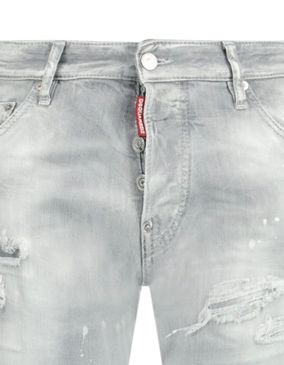 'Cool Guy' Paint Splatter Jeans Light Grey