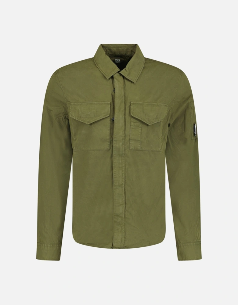 Gabardine Lens Zip Overshirt Jacket Green