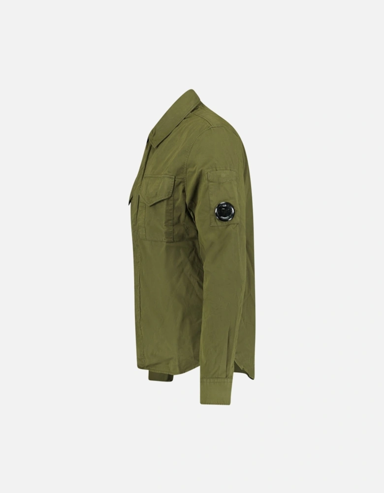 Gabardine Lens Zip Overshirt Jacket Green