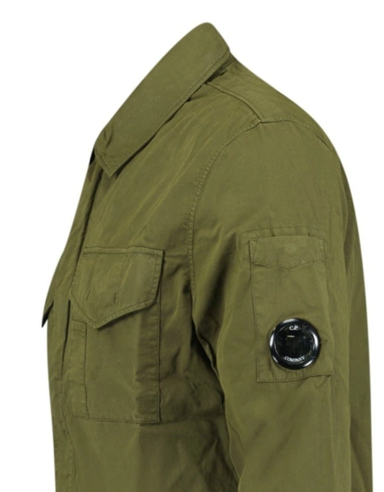 Gabardine Lens Zip Overshirt Jacket Green
