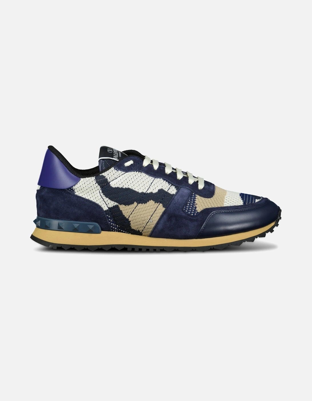 Men's Valentino Garavani Camo Mesh Rockrunner Trainers Navy - Size: 9