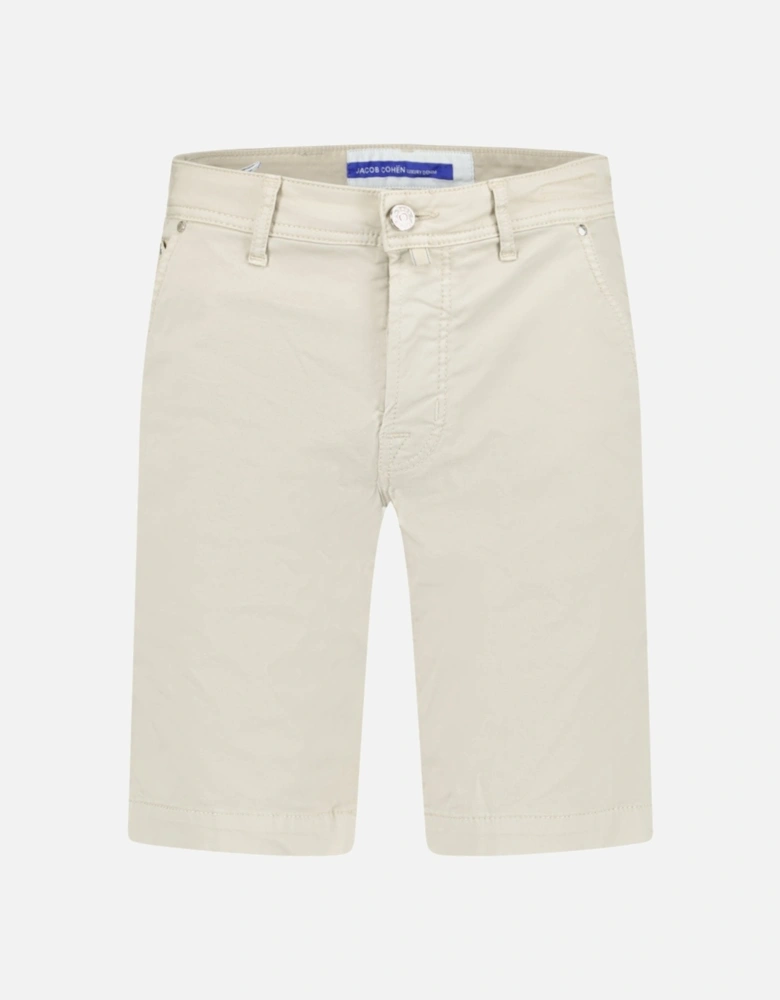 Bermuda Shorts Fur Patch Jeans Beige