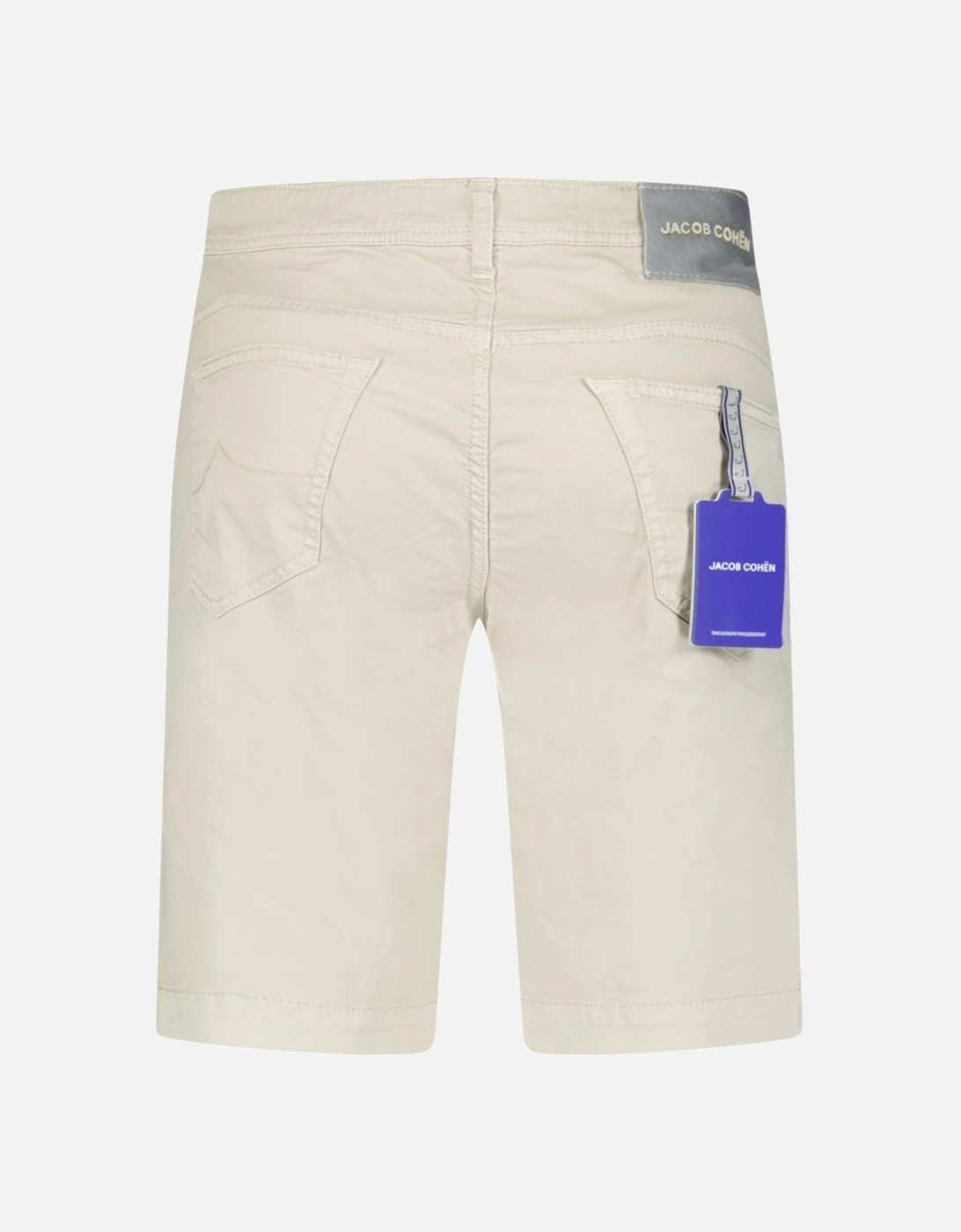 Bermuda Shorts Fur Patch Jeans Beige