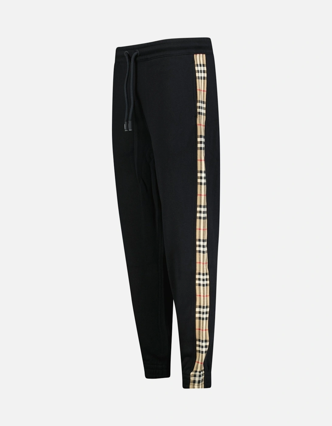 'Checkford' Side Branding Cuffed Sweat Pants Black