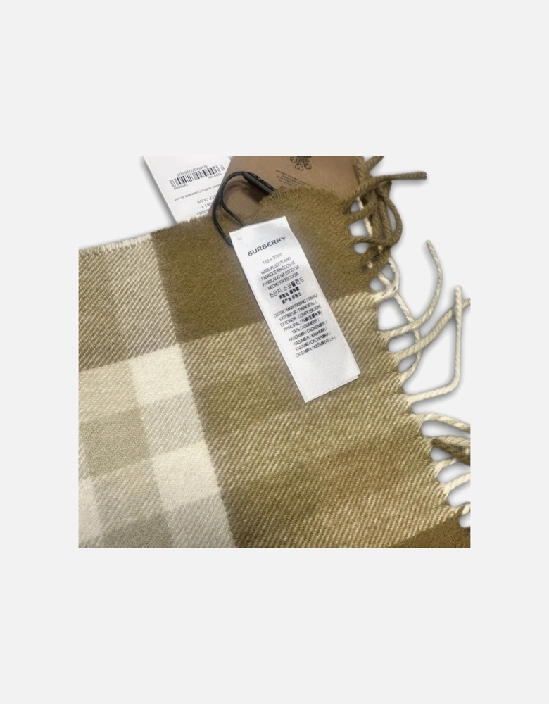 Unisex 100% Cashmere Classic Check Scarf In Deep Olive