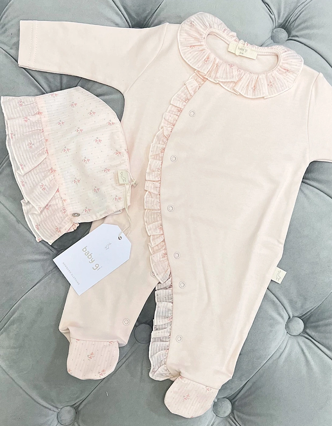 Cotton Peach Flora Babygrow