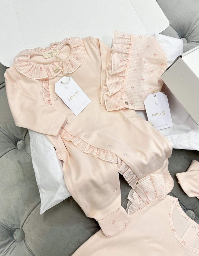 Cotton Peach Flora Babygrow