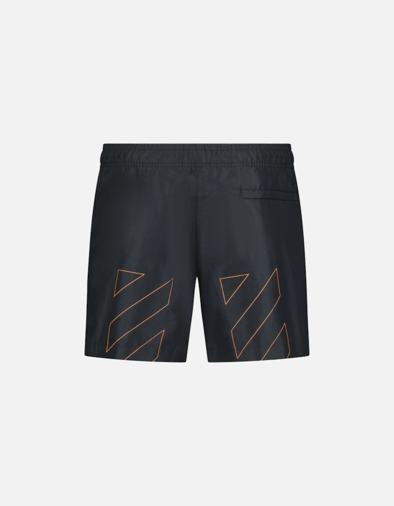 Diagonal Outline Design Swim Shorts Black