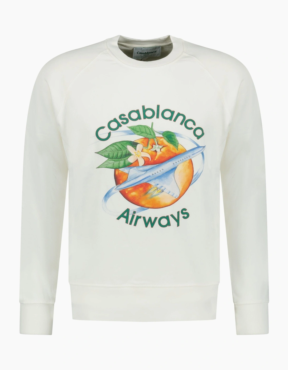 Men's Casablanca Orbite Autour De L'Orange Raglan Sweatshirt White - Size: 42
