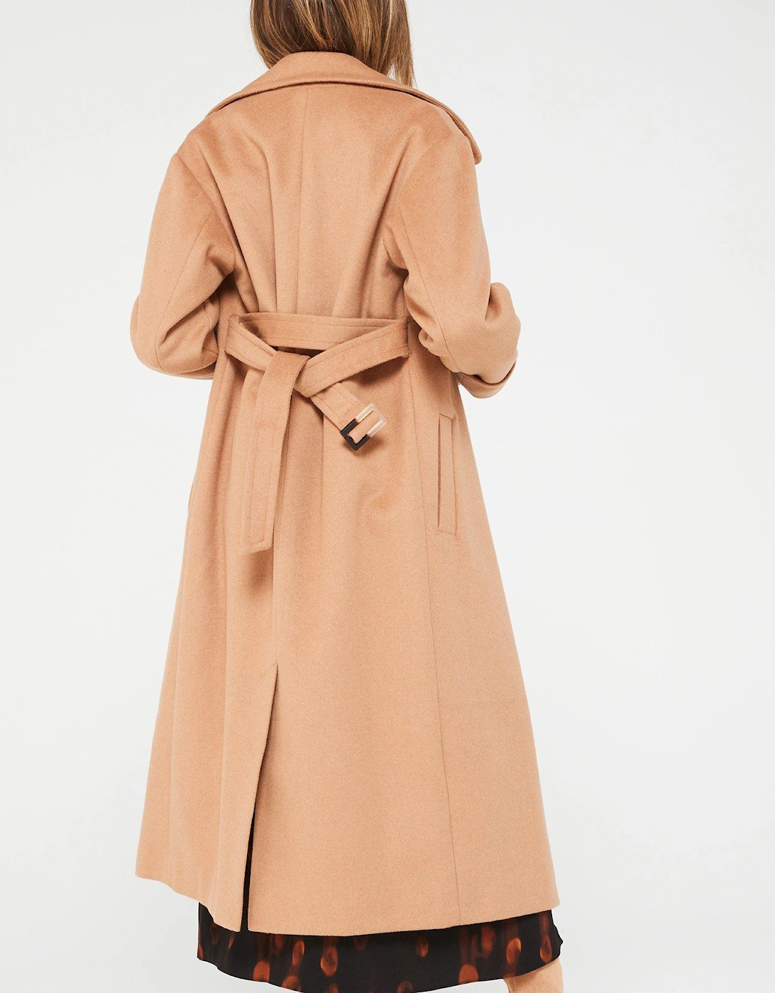 Wool Rich Belted Relaxed Overcoat - Camel