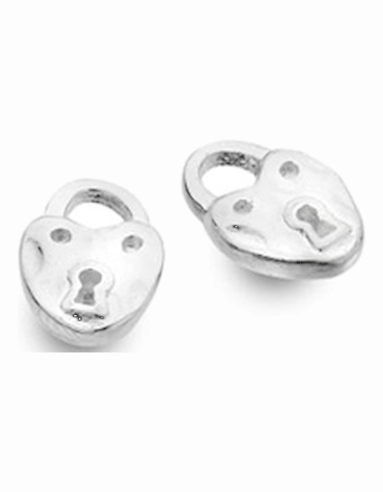 Sterling Silver Stud Earrings - Origins Heart Padlock
