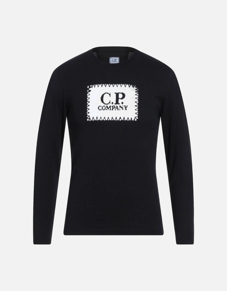 C.P. Company Block Chest Logo Black Long Sleeve T-Shirt