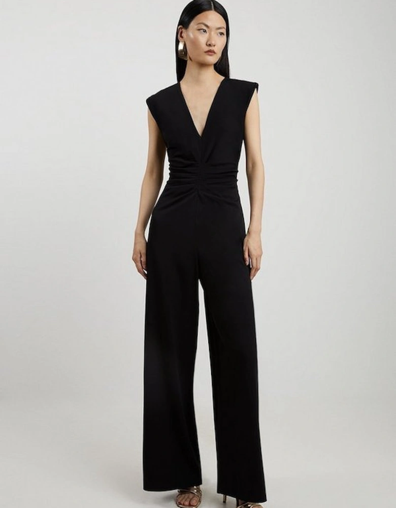Tailored Ruched Waist Detail Wide Leg Jumpsuit