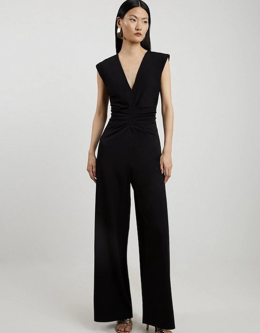 Tailored Ruched Waist Detail Wide Leg Jumpsuit, 4 of 3