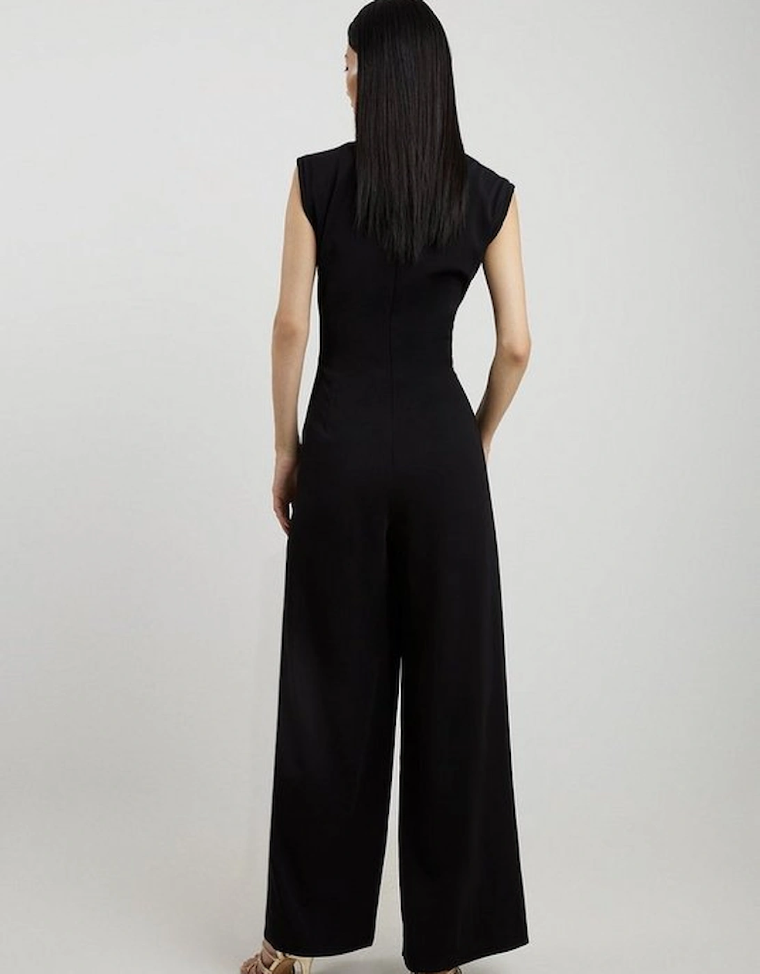 Tailored Ruched Waist Detail Wide Leg Jumpsuit