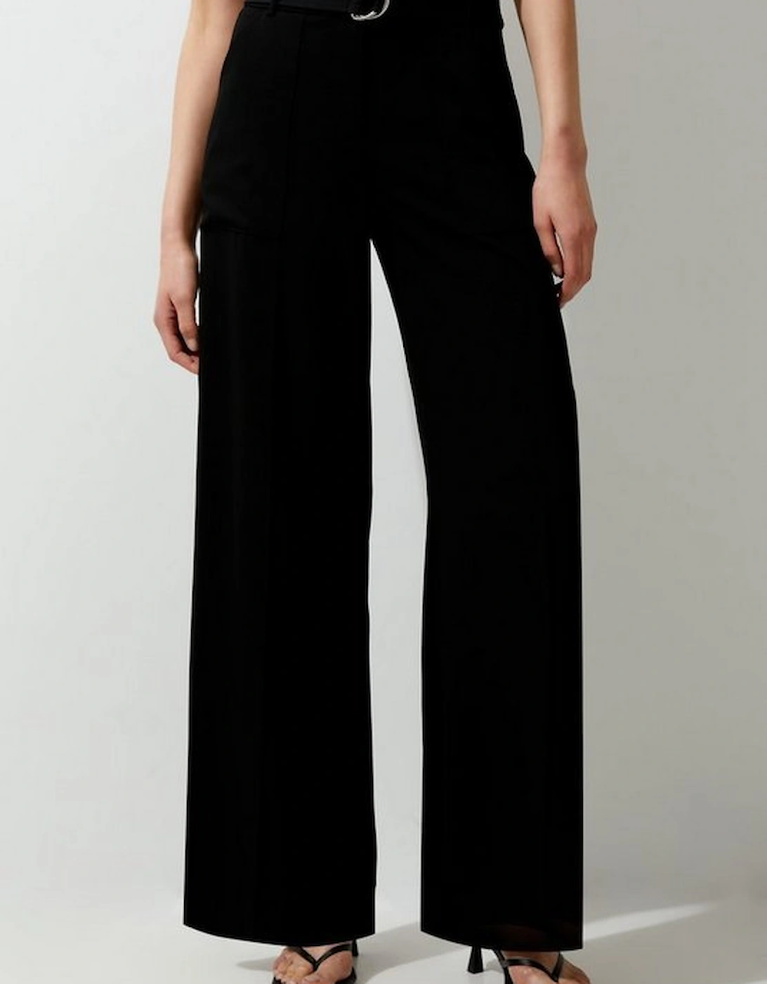 Soft Tailored Belted Wide Leg Trousers