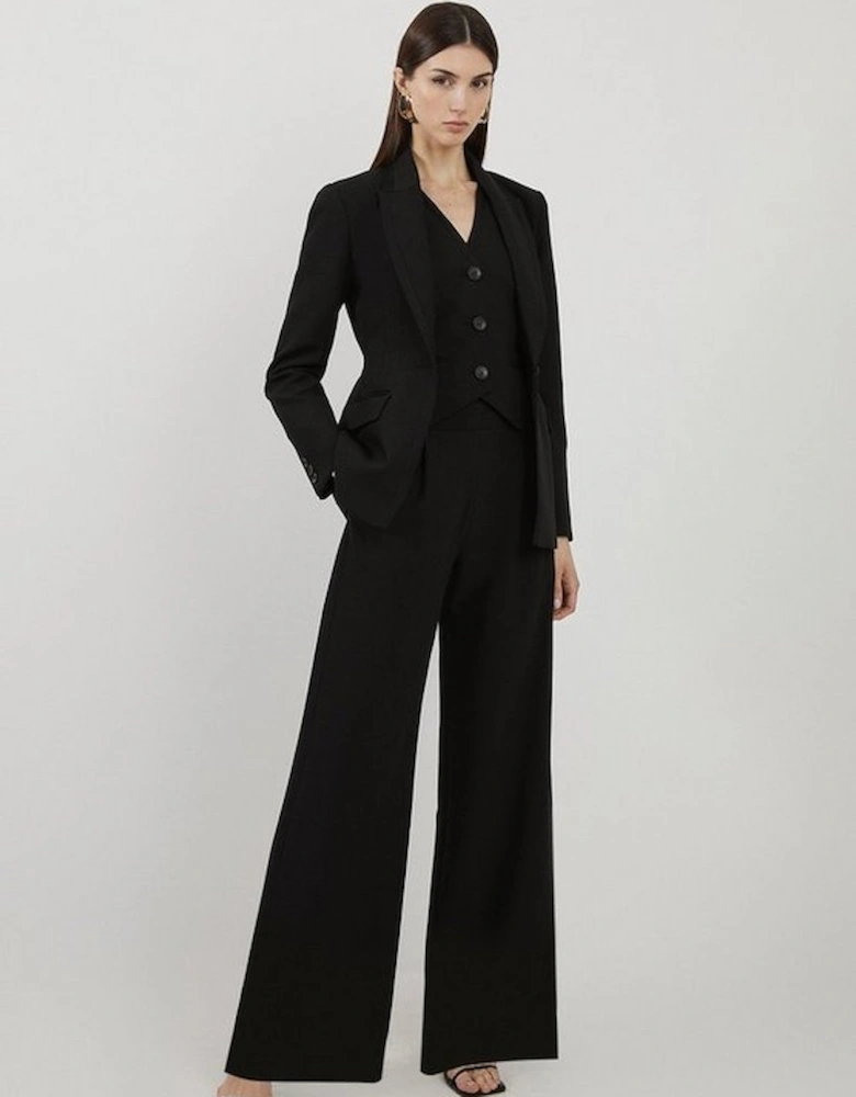 Tall Clean Tailored Grosgrain Tipped Wide Leg Trousers