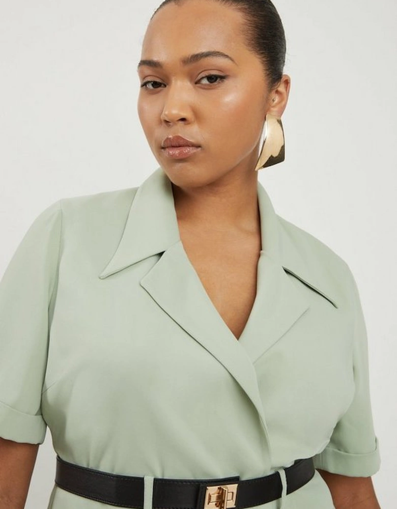 Plus Size Soft Tailored Belted Midaxi Shirt Dress