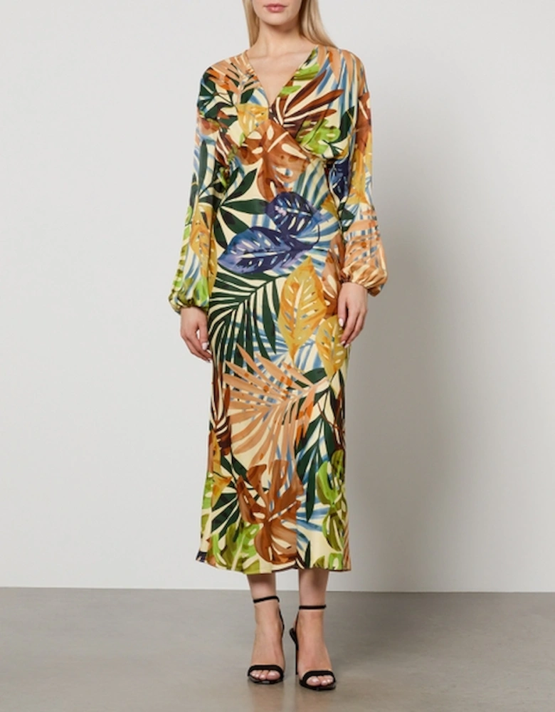 Emma Floral-Print Satin Dress