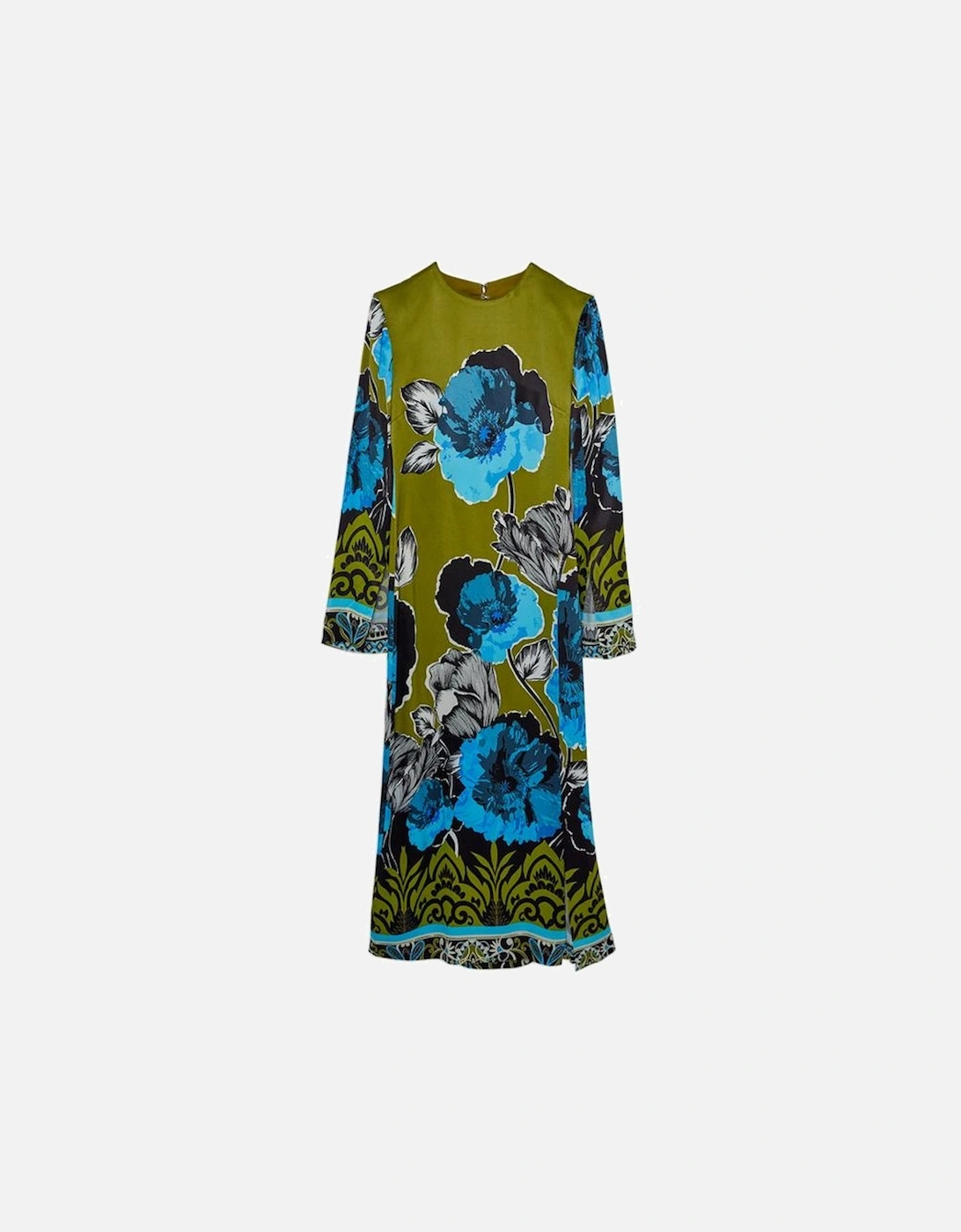Floral Print Satin Crepe Woven Maxi Dress