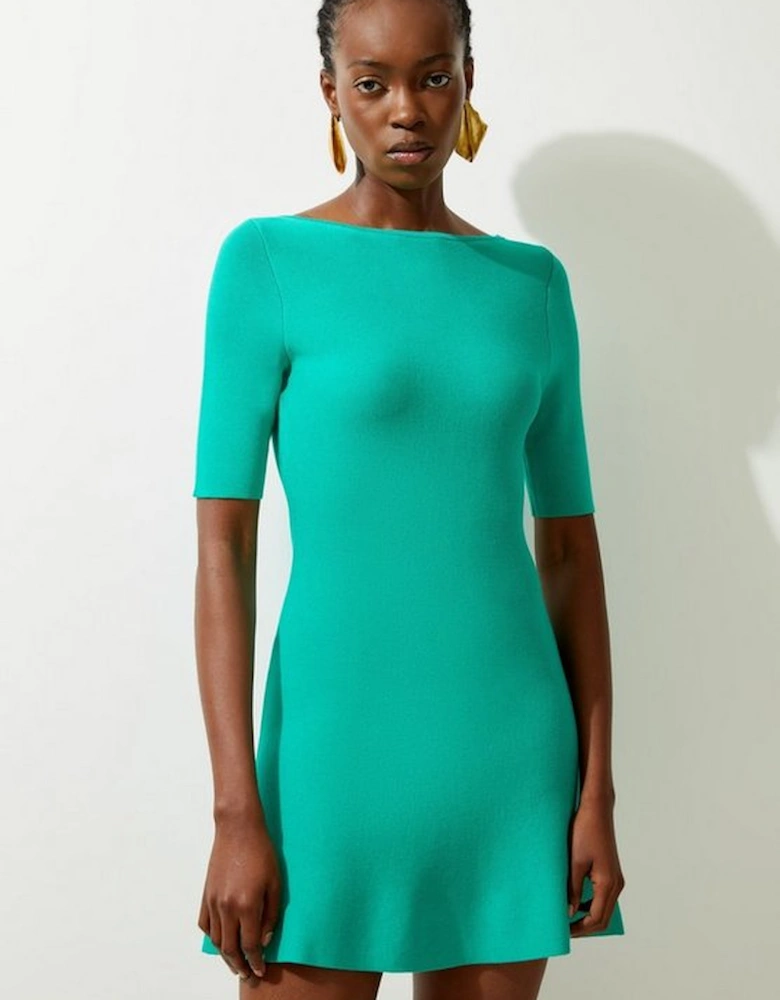 Viscose Blend Look Knit Flippy Mini Dress